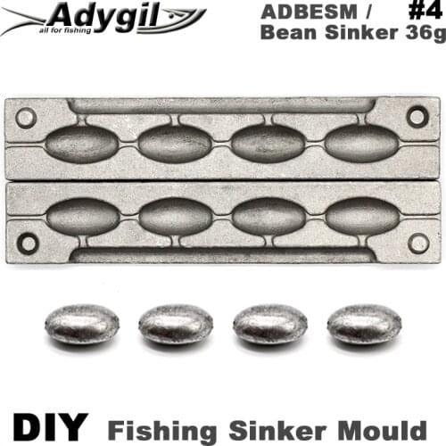 Adygil DIY Fishing Bean Sinker Mould ADBESM/#4 Bean Sinker 36g 4 Cavities