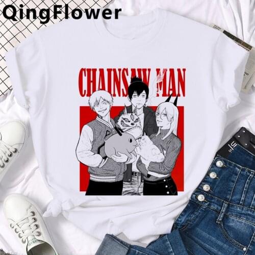 Anime Chainsaw Man summer top tshirt male harajuku kawaii 2021 casual clothes top tees