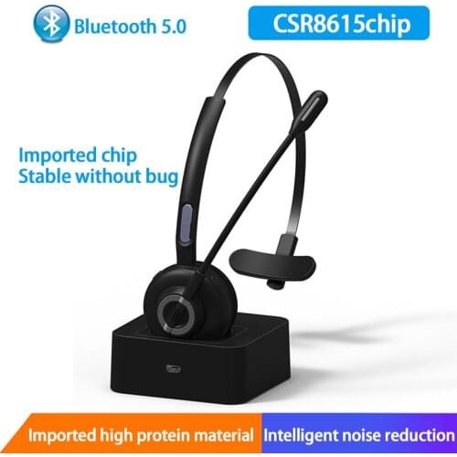 M97 Bluetooth Wireless Headset V5.0 With Micphone Hands-Free Call Earphone Charging Base For Center Office Skype Truck Driver