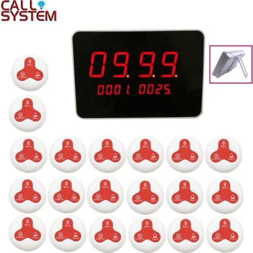 Restaurant Waiter Calling System Wireless Table Bell Pagers 1 host receiver 20 Call Transmitters with Voice Broadcast