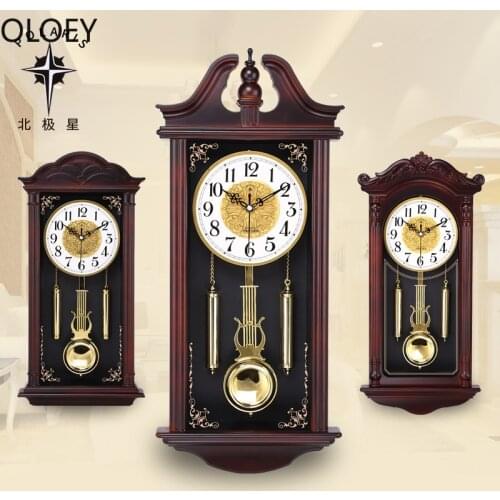 Large Pendulum Wall Clocks Living Room Luxury Wood Retro Silent Swing Wall Watches Vintage Clocks Relol Para Casa Wall Clock Hot