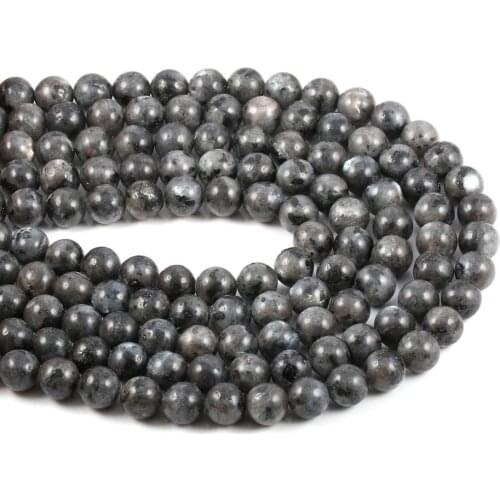 Natural Beads Black Flash Round Volcanic-Stone Loose Beads For Jewelry DIY Making Bracelet Necklace Accessories Wholesale