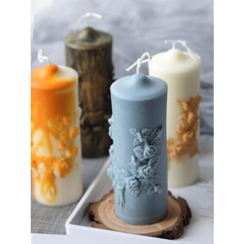 Cylindrical Stripe Design Candle Mold Silicone Gothic Craft Handmade Candle Making Wax Mold Simple Style