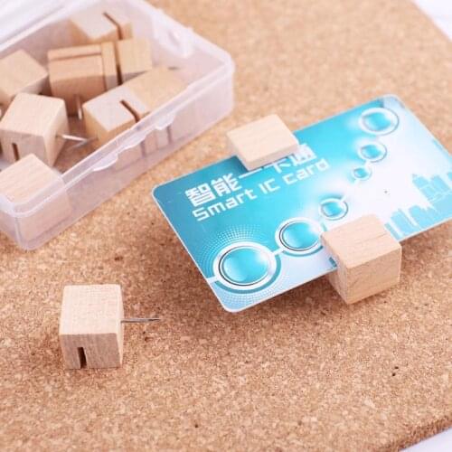 6/12pcs Wooden Square Nail Thumbtack Board Pins Pushpins Drawing Photo Wall Stud QX2B