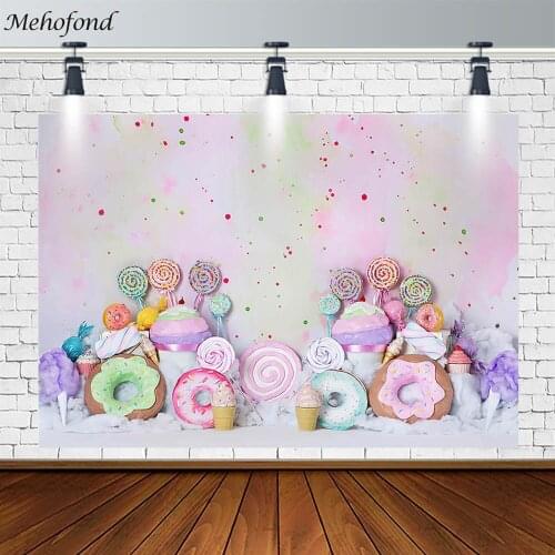 Mehofond Girl Birthday Party Backdrop Donut Dessert Red Blue Dots Decor Photography Background Props Photo Studio Photozone