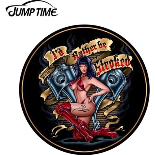 JumpTime 13cm x13cm For Stroked Pinup Girl Sign Vinyl Stickers Car Window Bumper Decal Waterproof Car Sticker Accessories