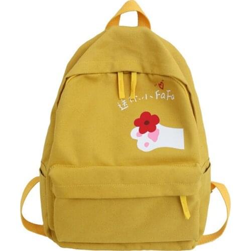 Kawaii Japanese Version Small Canvas Backpack Girl Solid Flora Printing Rucksacks Endurable Schoolbags Travel Mochila Bookbags