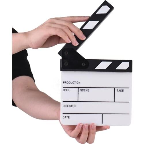 Compact Size Acrylic Clapboard TV Film Movie Director Cut Action Scene Clapper Board Slate
