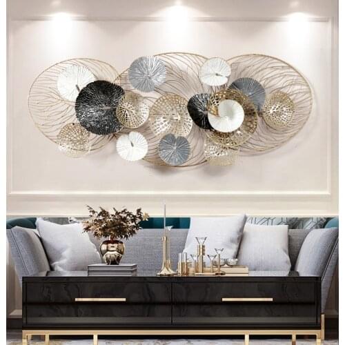 Nordic Creative Line Hollow Metal Living Room Wall Decoration Ink Floating Chain lotus leaf Porch Room Iron 3D Wall Hanging