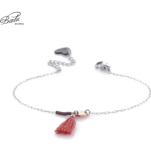 Badu Small Link Chain Bracelet Stainless Steel Golden Chains Bohemian Tassel Pendant Fashion Jewelry Bracelets Gift for Girls