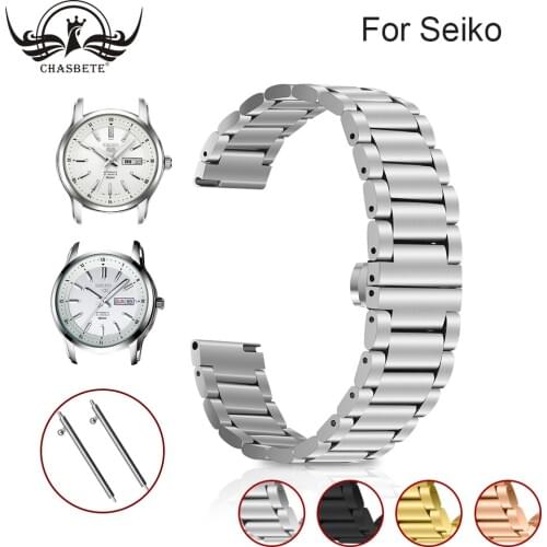 Metal for Seiko Watchband 20mm Silver generalStainless Steel Watches Bands Straps 22mm Bracelet For Man Women Wristwatch+tools