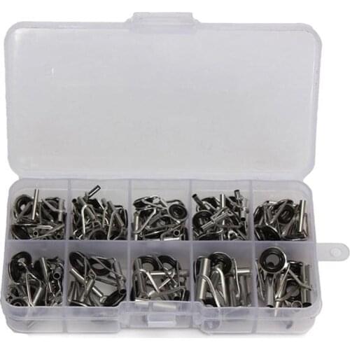 80pcs/Box size1-10# Fishing Rod Guide Tip Repair Kit Set DIY Eye Rings Stainless Steel Frames Ceramics TS Line Guide Ring
