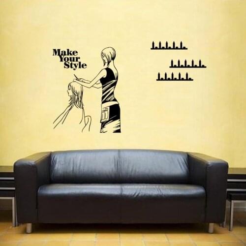Hair Salon Wall Decal Beauty Salon Scissor Sticker Barber Shop Vinyl Wall Decals Decor Mural Hairdresser Glass Window Sticker