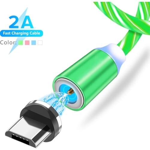 2020 New 5V 2A 360° LED Flowing Light Up Magnetic Micro USB Charging CableFor Samsung S7/S6 PS4 Controller Xbox One Huawei Honor