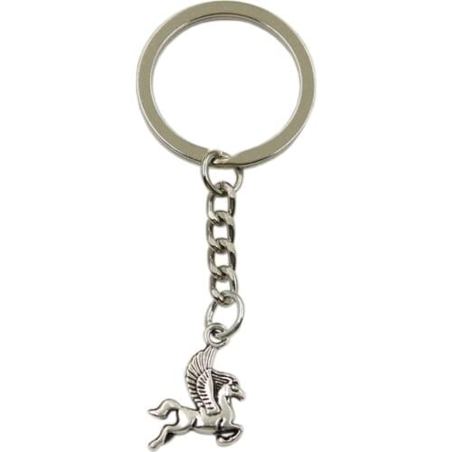 New Fashion Men High Quality Car Keychain DIY Metal Holder Chain Silver Color Pegasus Flying Horse Pendant For Gift