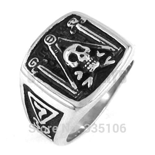 Wholesale Classic Skull Masonic Ring Stainless Steel Jewelry Freemasonry Symbol 32 Masonic Ring SJR0164A
