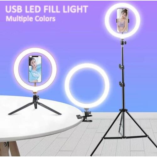 Make-up Video Lights Dimmable Light Selfie LED Ring Light USB Ring Lamp With Tripod Stand Rim Of Light For TikTok Youtube Live