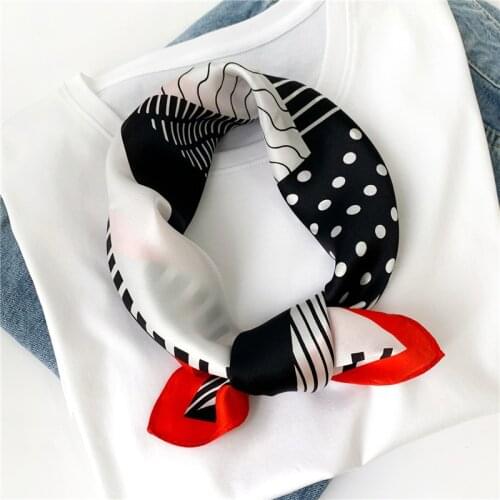 Neck Hair Scarves 100% Pure Silk Scarf Lady Design Print Bandana Women Foulard Summer Small Neckerchief Female Bag Tie