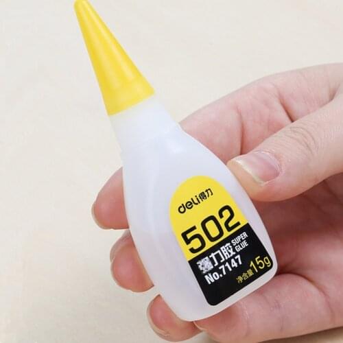 15g Deli 502 Super Glue Instant Quick Drying Cyanoacrylate Adhesive Strong Bond Fast Repair Leather Rubber Metal Office Supplies