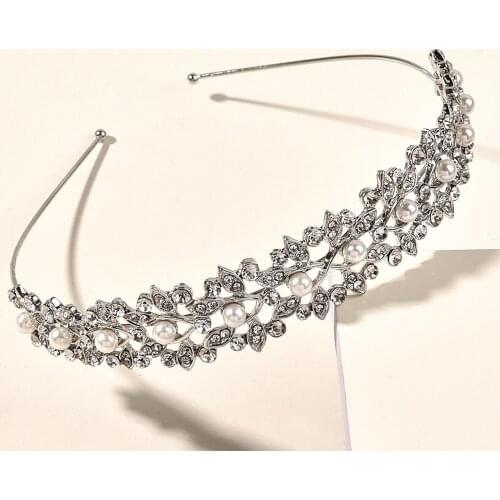 Bridal Headdress Korean Fashion Crown Wedding Tiaras Rhinestone Pearl Headpieces Hair Accessories Bridal Jewelry Ornaments