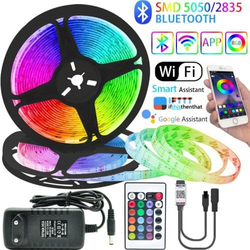 LED Strip Lights Bluetooth WIFI Controller RGB 5050 SMD 2835 Flexible Ribbon Backlight Decoration TV Computer Bedroom Diode Tape