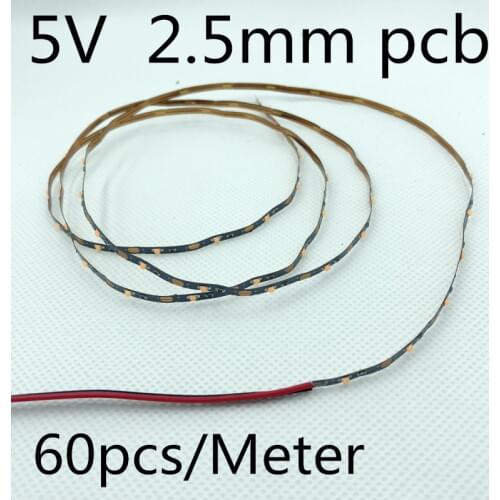 0805chip LED strip light 5V 2.5MM 60pcs/Meter No-waterproof 5V USB 0805 LED Waterproof Flexible Narrow Strip Diode Tape for Outd