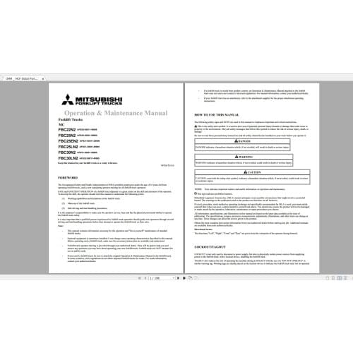 Mitsubishi Forklift 12.7GB Updated 06.2021 Schematic, Wiring Diagrams, Service, Operation & Maintenance Manuals [MCFA]