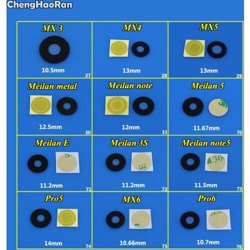 ChengHaoRan For Meilan 3S 5 Metal note note5 E MX3 MX4 MX5 MX6 PRO5 PRO6 Back Camera Lens Glass Cover with Sticker Replacement