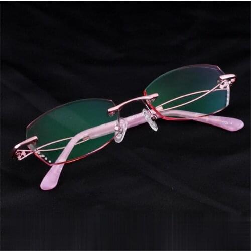 Womens Glasses Rimless Myopia Optical Glasses Diamond Trimmed Custom Glasses Reading Glasses Prescription Glasses Women