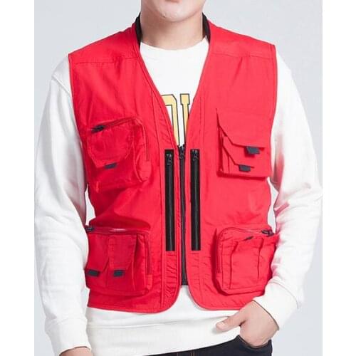 Volunteer vest custom printed logo photography work clothes multifuction multi pocket printing vest