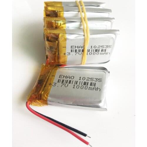 10 pcs 3.7V 1000mAh rechargeable battery 102535 polymer lithium Lipo cells for MP3 GPS DVD PAD bluetooth recorder headset camera