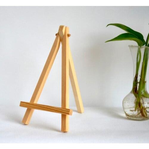 100pcs 8x15cm Natural Wooden Mini Tripod Easel Mini Display Stand for Wedding Place Name Holder Menu Board#2311