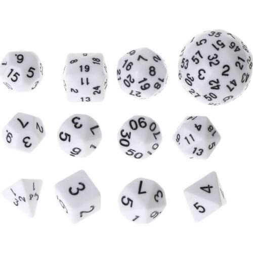 OOTDTY 12pcs/Set Multi-sided Polyhedral Dice D4 D6 D8 D10 D12 D20 D24 D30 D60 Dungeons