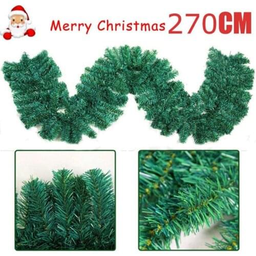 2.7m Christmas Decoration For Home New Year Green Christmas Garland Wreath Xmas Party Pine Tree Rattan Hanging Ornaments