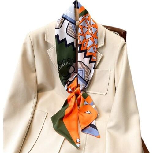 2021 Silk Scarves Women Bandana High Quality Printed Foulard Hair Scarf Head Shawls and Wraps Luxury Print Neck Hijab Pashmina