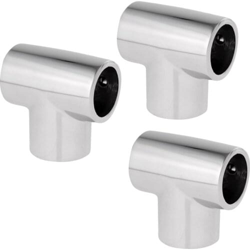 3pcs 25mm Boat Yacht Handrail Fittings 90 Degree Tee Marine Stainless Steel
