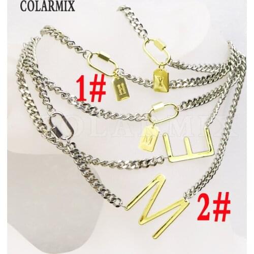 5 strands Letters necklace alphabets chockers big link chain high quality jewelry for women leave messages to pick letters 9632