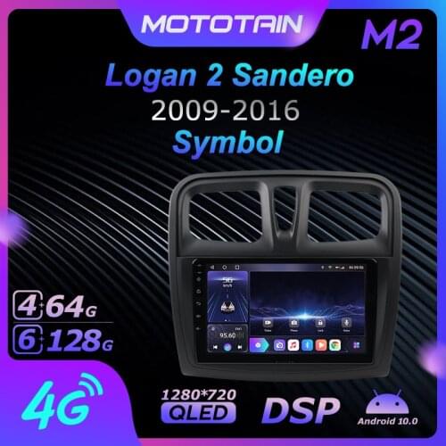 Mototain Autoradio automotive Radio 2 Din for Renault Logan 2 Sandero Symbol Android 10.0 Multimedia 4G LTE 6G Ram 128G Rom