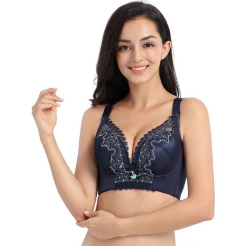 Six-row buckle Gathering breasts and large size bra pushup bra brasieres para mujer plus size bra 42C 42D 95C 95D