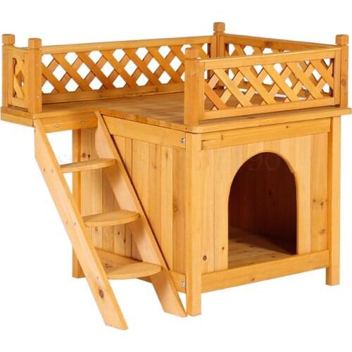 Solid wood cat cage cat nest removable and washable outdoor waterproof cat room two-story cat climbing frame villa cat house