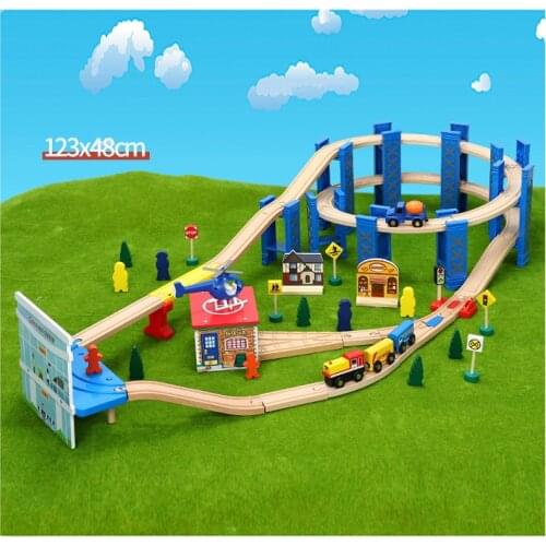 Ring track transport train tarmac set childrens rail car toy track set compatible with wooden train tracks and electric trains