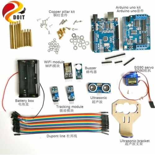 DOIT WiFi Development Kit 2-way Tracking Ultrasonic Obstacle Avoidance Controller kit with SG90 Servo for Arduino DIY Kit