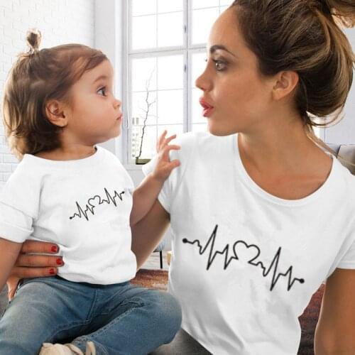 Family T-shirt Funny Mommy and Me Clothes Love Printed Family Matching Clothes Mom and Daughter T Shirt Matching Family Outfits