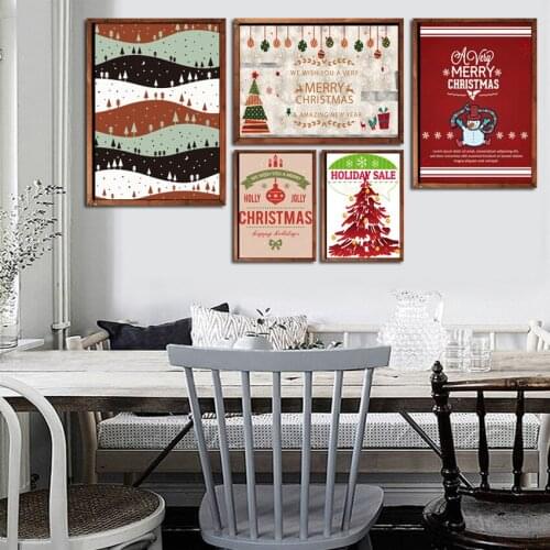 SVITY Canvas Painting Nordic Posters And Prints Cute Christmas Tree Wall Art Decorative Picture For Merry Christmas Party Decor