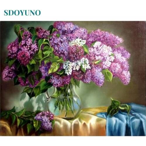 SDOYUNO 40x50cm Oil Painting By Numbers Kits Flowers Frameless Coloring By Numbers DIY Digital Canvas Painting Home Decor Wall A