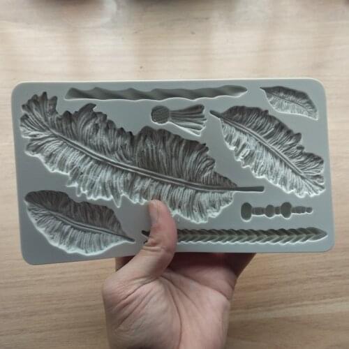 Feather Design Collections Fondant Cake Mold Lace Mold Food Grade Silicone Mold for Kitchen Baking Decoration Tool SQ1832