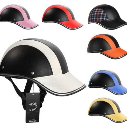 Leather Adjustable Safety Cap Cycling Riding Baseball Helmet Outdoor Sun Protection Electric Vehicle Bicycle Protective Helmet
