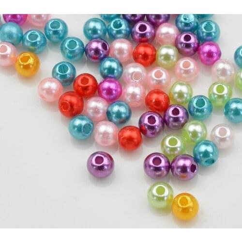 FLTMRH 100pcs 4mm ABS Imi tation Pearl Round DIY Hole Beads Wholesale Plastic Ball Wedding Beaded For Kids Jewelry Making