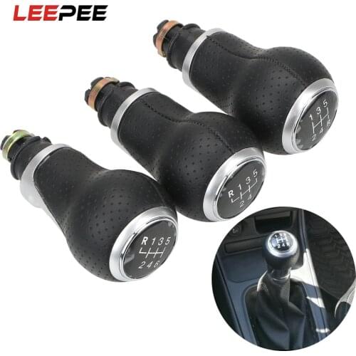 LEEPEE Car Gear Shift Knob 12mm For Audi A4 B6 B7 B8 A6 S4 8K A5 8T Q5 8R S Line Ibiza 6J Seat Leon Mk1 Passat Golf 5/6 Speeds