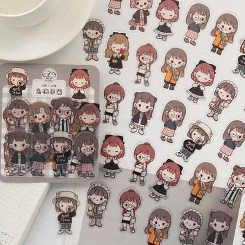Cute Cartoon Mini Girls Wears Design Scrapbooking Sticker Label Stationery DIY PVC Hobby Craft Decoration Supplies Ins Styls
